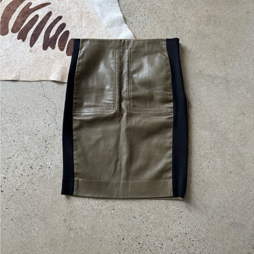 Balenciaga Brown and Green Mini Pencil Skirt